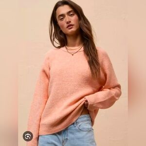 American Eagle Outfitters Whoa So Soft Light Coral Crew Neck Sweater